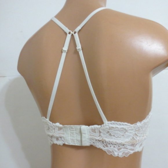 aerie No Wire Bra Lined Lace White / Tan 32C - Picture 3 of 4